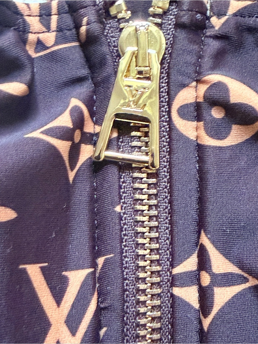 Louis Vuitton Brown and Tan Monogram Zip-Front Swim One-Piece - Picture 4 of 5